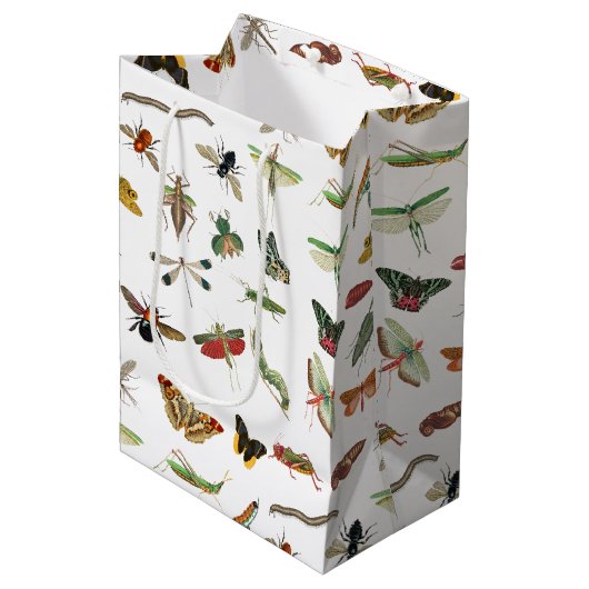 Colorful  Insect Illustrator Patroon Medium Cadeauzakje (Voorkant Gekanteld)