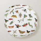 Colorful Insect Illustrator Patroon Rond Kussen (Achterkant)