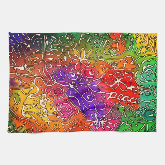 Colorful Inspirerend Friendship Words Theedoek (Horizontaal)