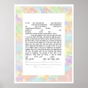 Colorful Interreligieuze Text Ketubah Poster