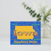 Colorful Iowa State Pride Map Silhouette Briefkaart (Staand voorkant)