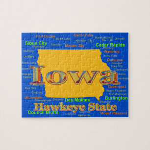 Colorful Iowa State Pride Map Silhouette Legpuzzel