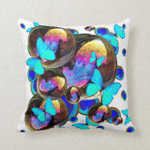 COLORFUL IRIDESCENT BLACK SPHERS, BLUE BUTTERFLES KUSSEN