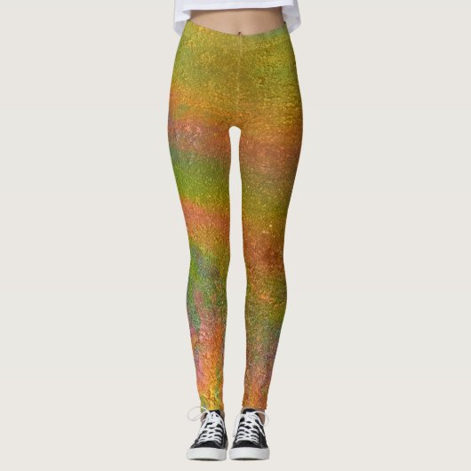 Colorful Iridescent Rainbow Oil Slick Leggings (Voorkant)