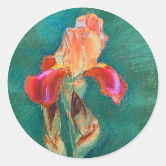 Colorful Iris Flower Ronde Sticker (Voorkant)