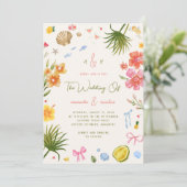 Colorful Island Whimsical Beach Tropical Wedding Kaart (Staand voorkant)