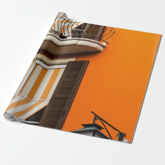 COLORFUL ITALIAANSE FACADE EN WINDOWS CADEAUPAPIER (Uitgerold)