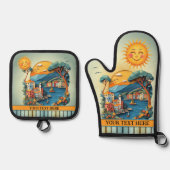 Colorful Italian Mediterranean  Ovenwant & Pannenlap Set (Voorkant)