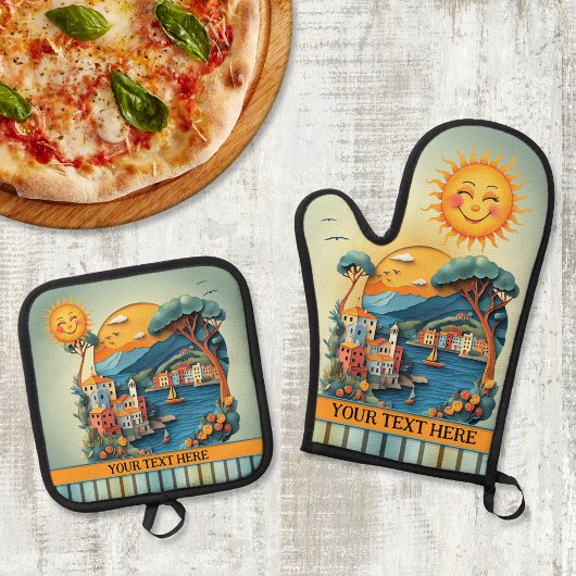 Colorful Italian Mediterranean  Ovenwant & Pannenlap Set