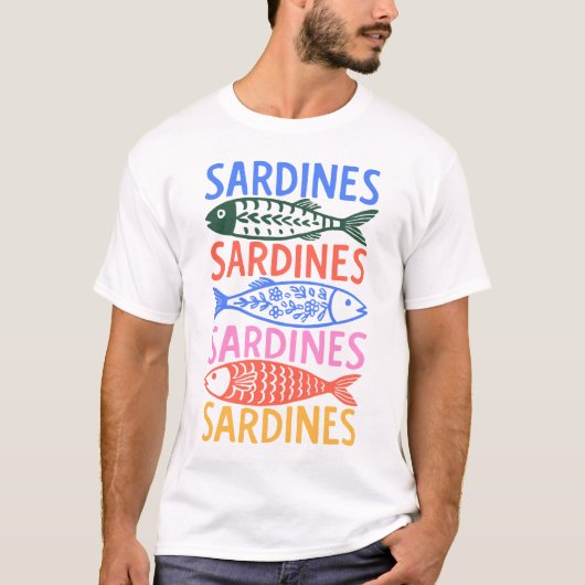 Colorful Italian Summer Sardines Graphic T-Shirt (Voorkant)