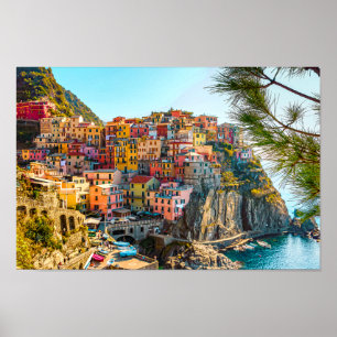 Colorful Italy hillside Zee Houses Poster