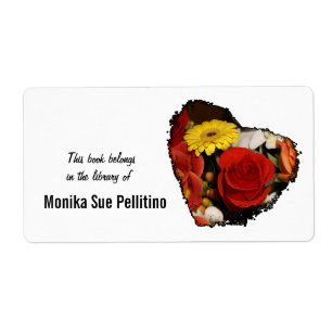 Colorful Jagged Edge Flower Heart Etiket