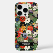 Colorful Japanese Floral Pattern Monogrammed