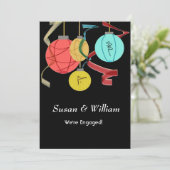 Colorful Japanse Lantern Verloving Invitation Kaart (Staand voorkant)