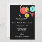 Colorful Japanse Lantern Verloving Invitation Kaart (Achterkant)