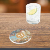 Colorful Jasper Stone Pattern Monogram Zandsteen Onderzetter