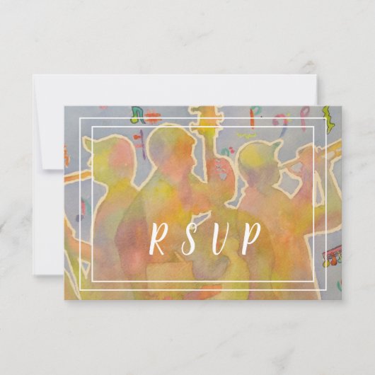 Colorful Jazz Band RSVP Kaartje (Voorkant)