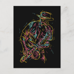 Colorful Jazz Player-briefkaart Briefkaart