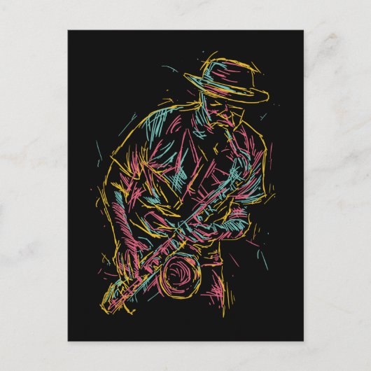 Colorful Jazz Player-briefkaart Briefkaart (Voorkant)