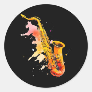 Colorful Jazz Saxophone Ronde Sticker