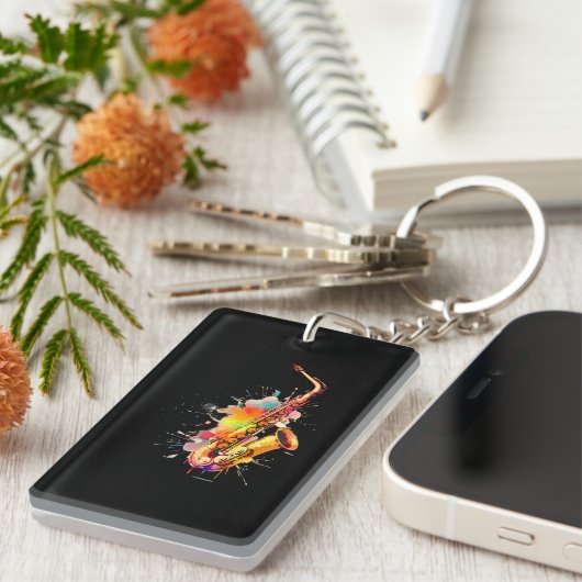Colorful Jazz Saxophone Sleutelhanger (Voorkant Rechts)