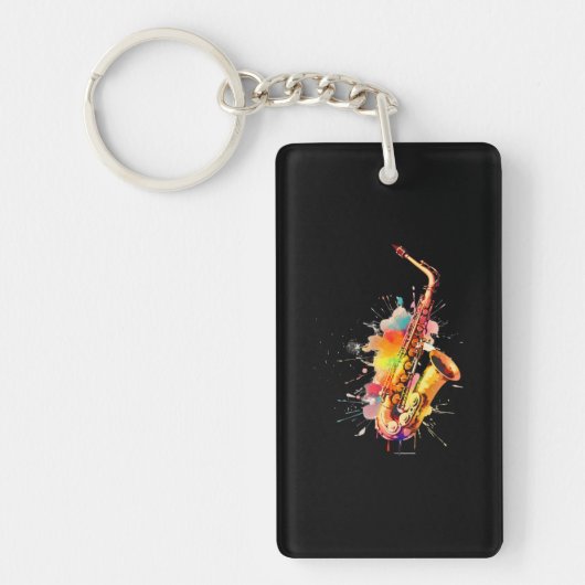 Colorful Jazz Saxophone Sleutelhanger (Voorkant)