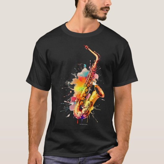 Colorful Jazz Saxophone T-shirt (Voorkant)