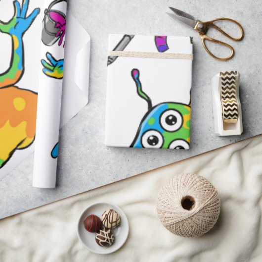 Colorful Jelly Alien Juggling, Wrapping Paper Cadeaupapier (Crafts)