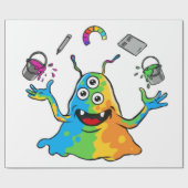Colorful Jelly Alien Juggling, Wrapping Paper Cadeaupapier (Vlak)