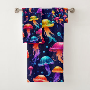 Colorful Jellyfish Bad Handdoek