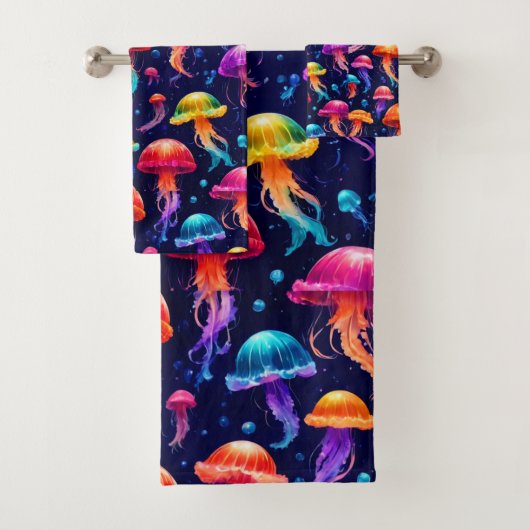 Colorful Jellyfish Bad Handdoek (Insitu)