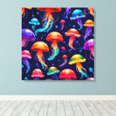 Colorful Jellyfish Canvas Afdruk (Insitu (Houten vloer))