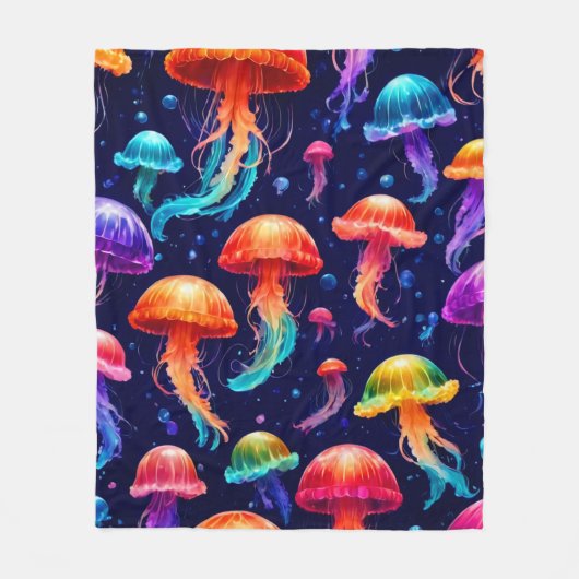 Colorful Jellyfish Fleece Deken (Voorkant)