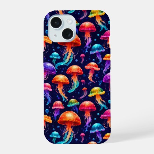 Colorful Jellyfish iPhone 15 Case (Achterkant)