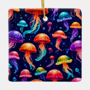 Colorful Jellyfish Keramisch Ornament
