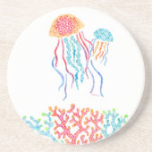 Colorful Jellyfish Sandstone Onderzetter (Voorkant)