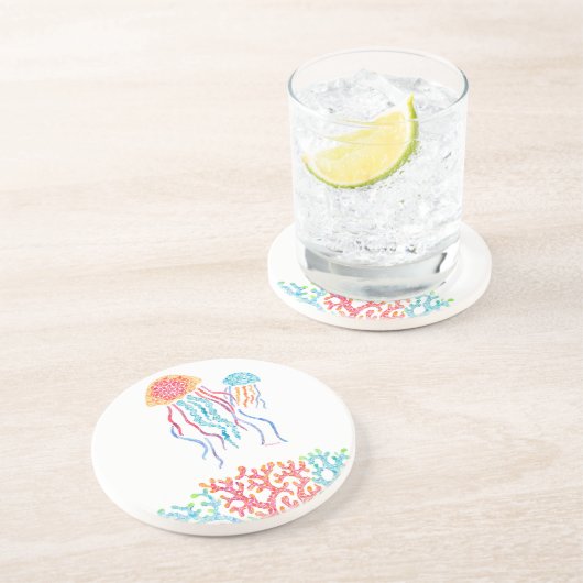 Colorful Jellyfish Sandstone Onderzetter (Zijkant)