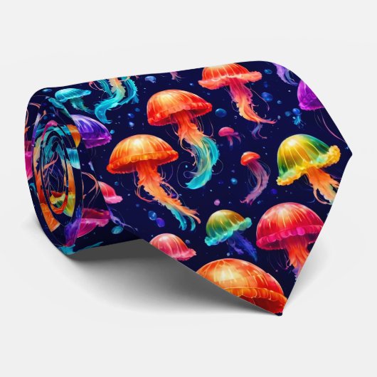 Colorful Jellyfish Stropdas (Opgerold)