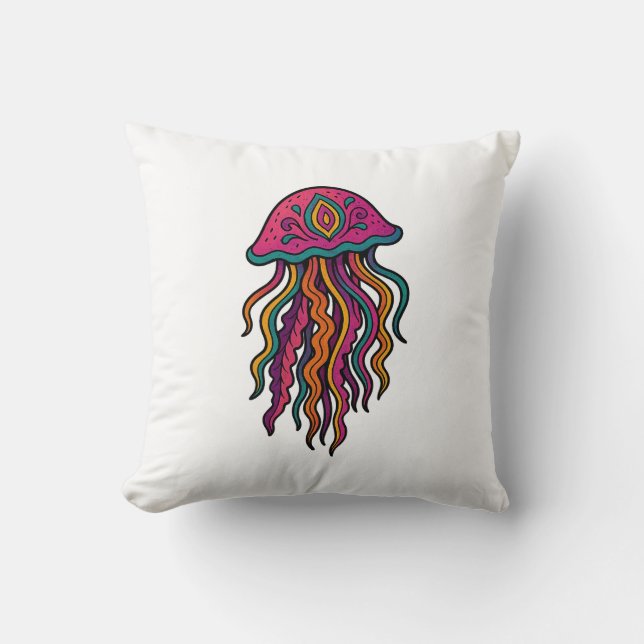 Colorful Jellyfish Throw Pillow Kussen (Voorkant)