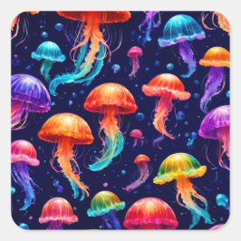 Colorful Jellyfish Vierkante Sticker