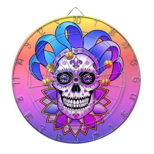 Colorful Jester Skull Dartbord (Voorkant)