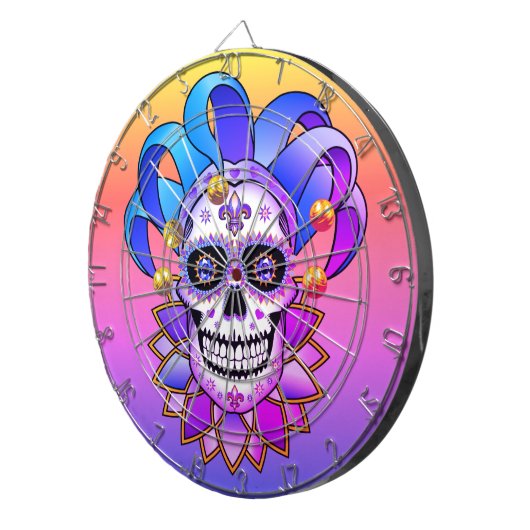 Colorful Jester Skull Dartbord (Voorkant Rechts)