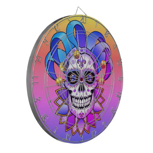 Colorful Jester Skull Dartbord (Voorkant Links)