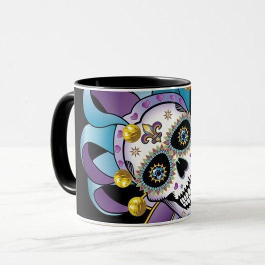 Colorful Jester Skull Mok (Voorkant links)