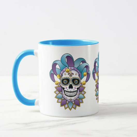 Colorful Jester Skull Mok (Links)