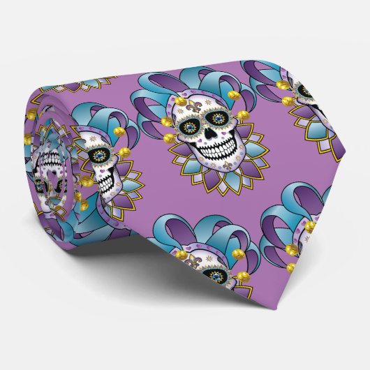 Colorful Jester Skull Stropdas (Opgerold)