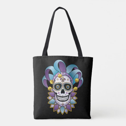 Colorful Jester Skull Tote Bag (Achterkant)