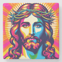 Colorful Jesus coasters. Stenen Onderzetter
