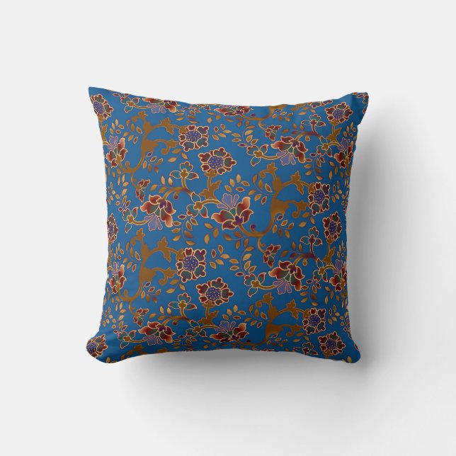 Colorful Jewel Tone Modern Floral Pattern Kussen (Voorkant)
