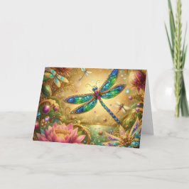 Colorful Jeweled Dragonfly Birthday Card Feestdagen Kaart